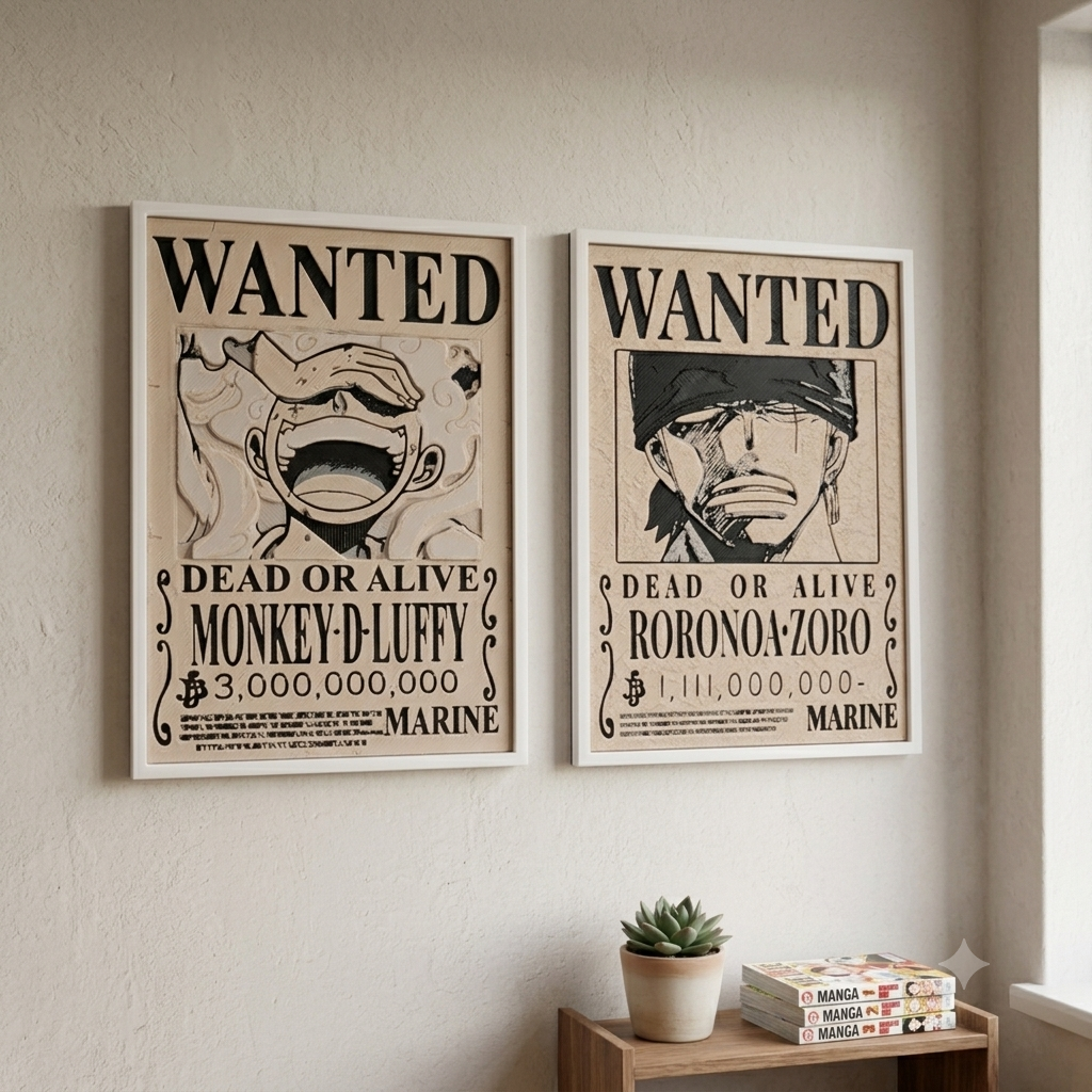 Monkey D Luffy & Roronoa Zoro Wanted Poster | One Piece Bounty 3D Wall Art