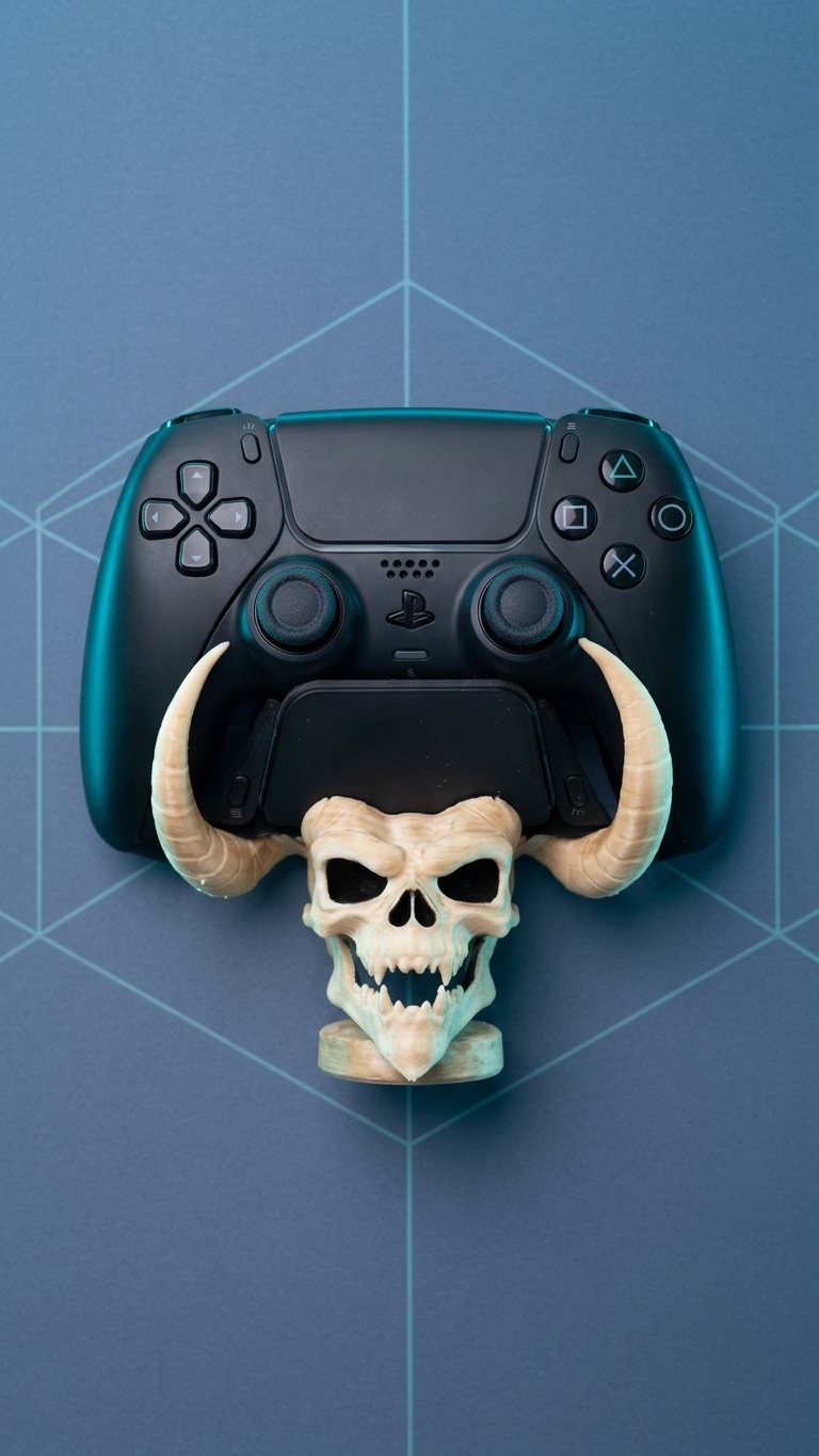 Demon Skull PS5 Controller Stand - angle image