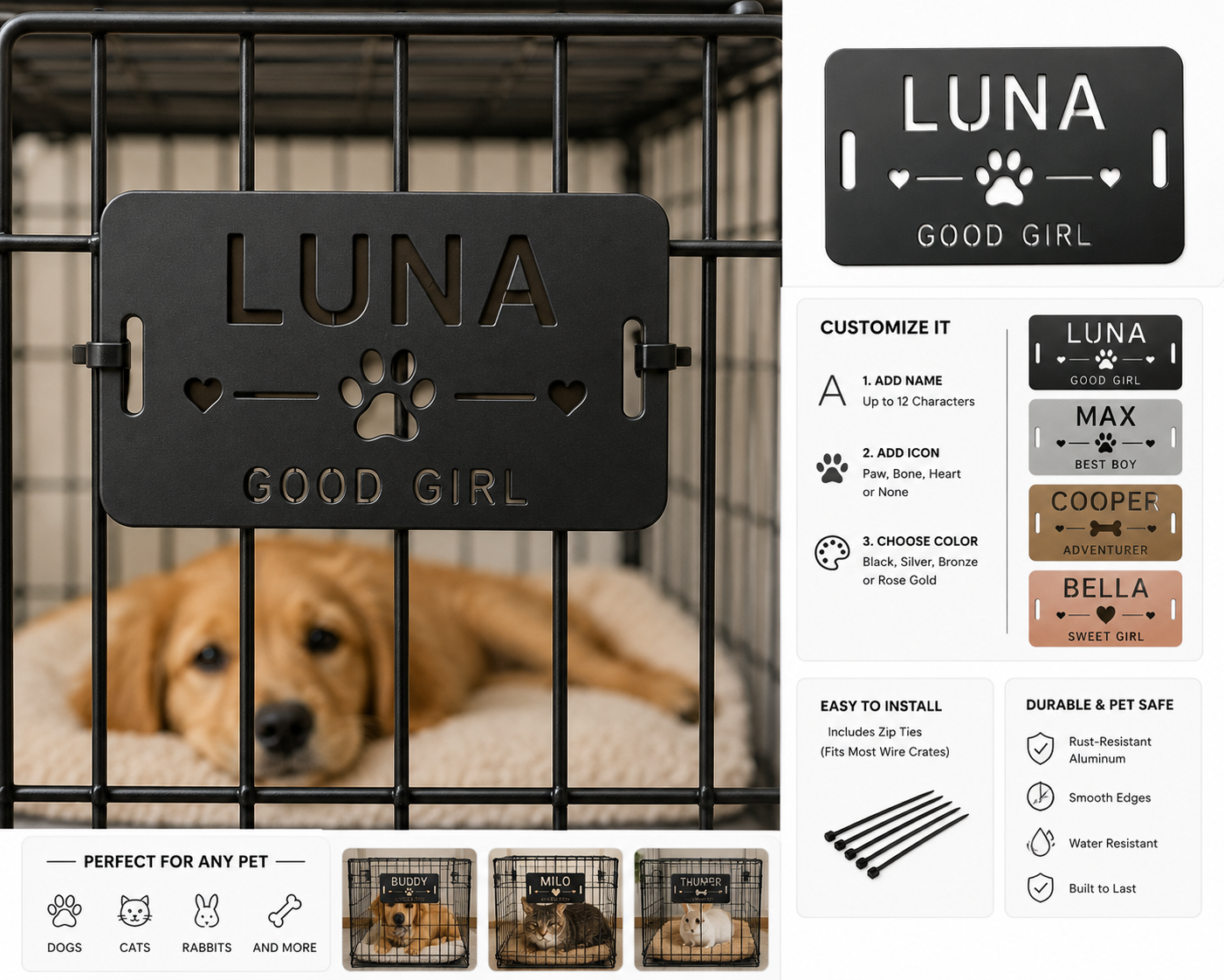 Pet Crate Name Plate - main product image