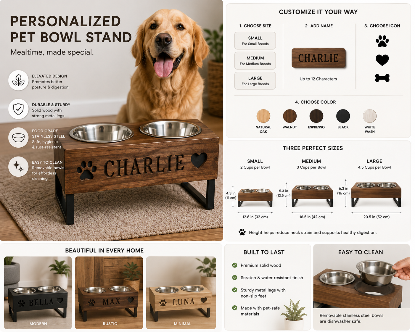 Personalized Pet Bowl Stand - main product image