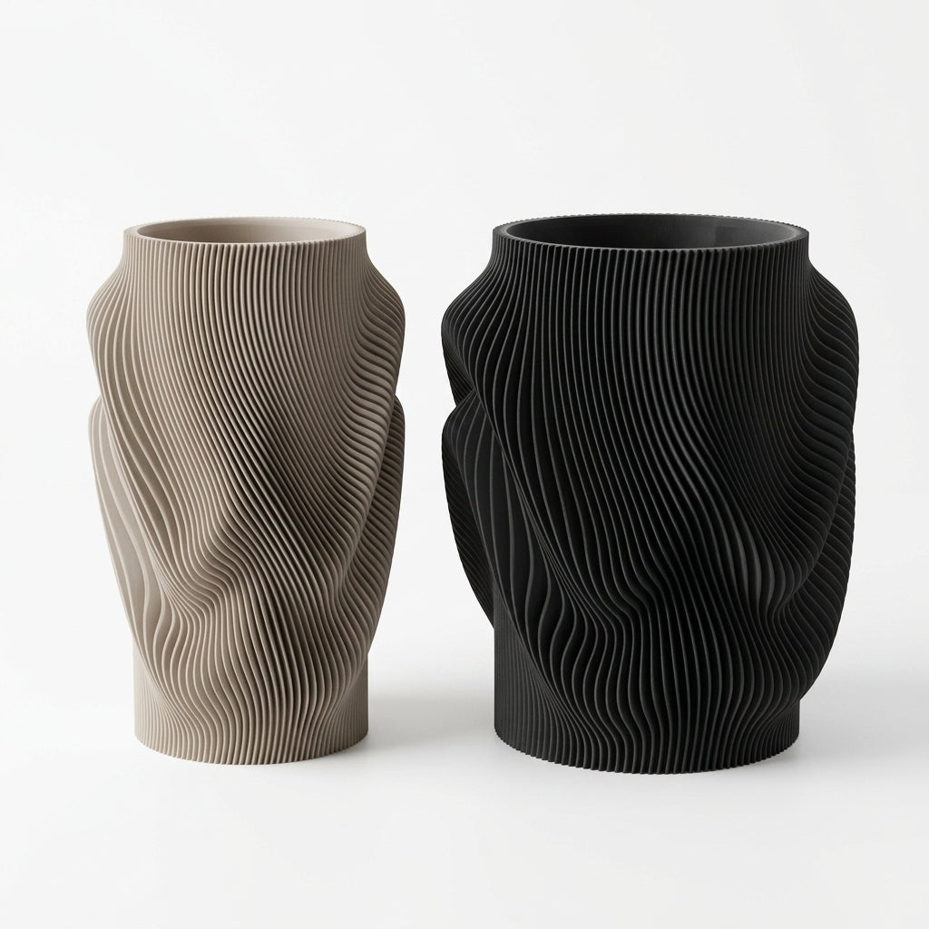 Coastal Flow Sculptural Vase in matte black - main product image
