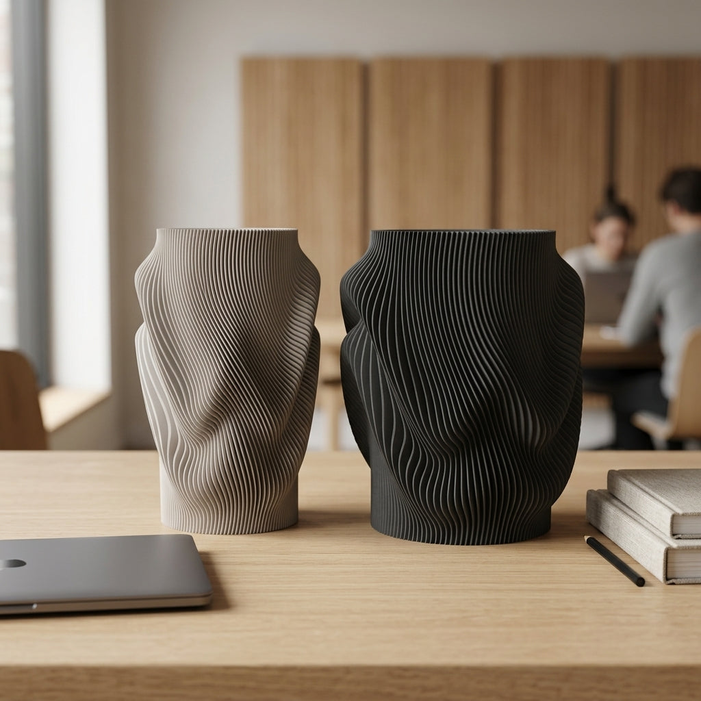 Coastal Flow Sculptural Vase - ribbed texture detail
