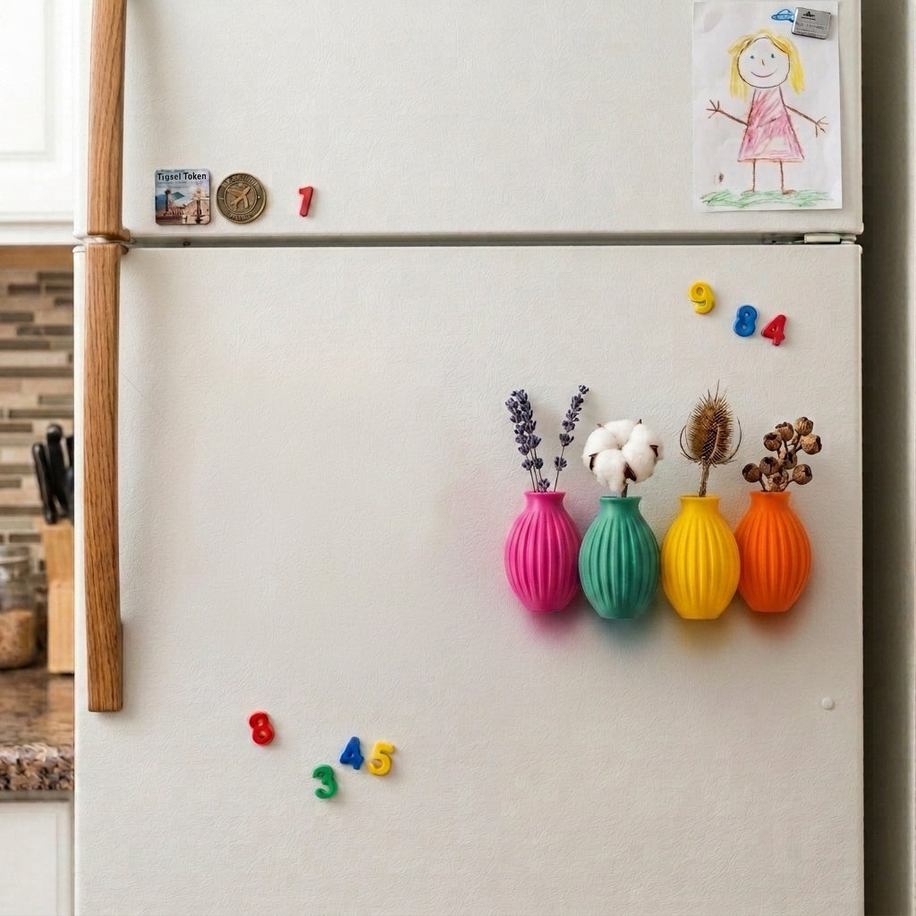Mini Bloom Magnetic Vase Set of 6 on fridge - main product image