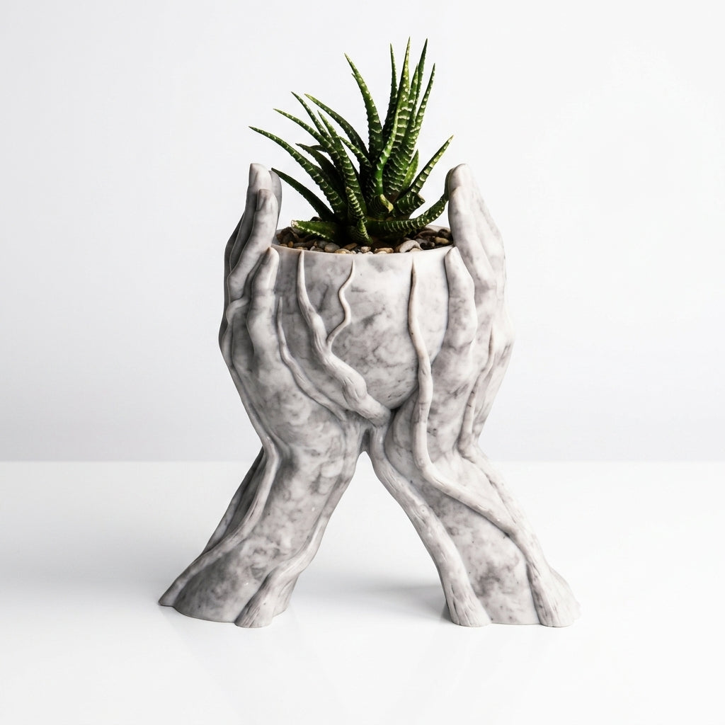 Embrace Sculptural Planter with succulent - main product image
