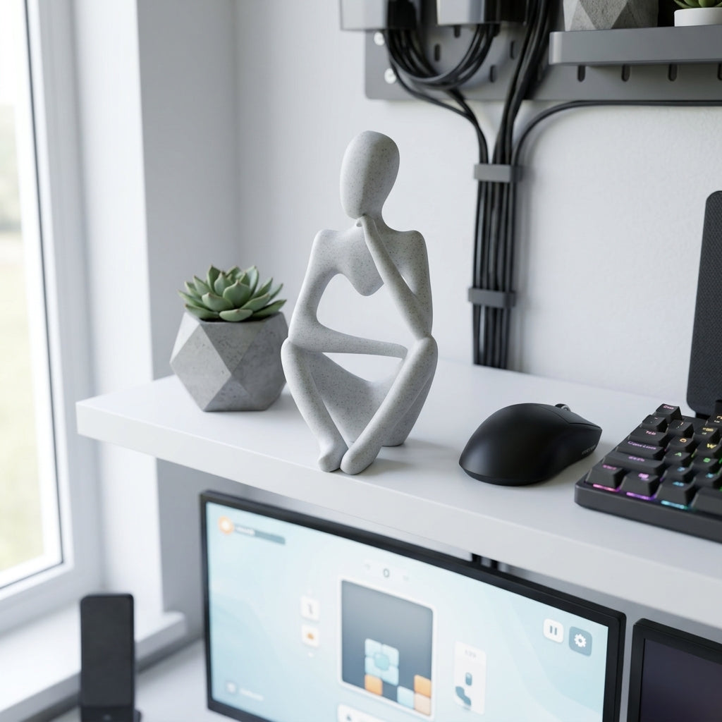 Thinking Man Sculpture Statue - lifestyle image
